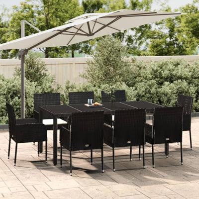 9-delige Tuinset poly rattan zwart