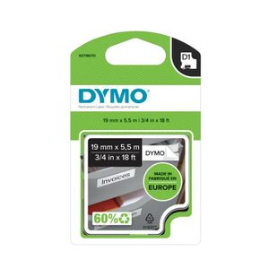 Labeltape DYMO D1 S0718070 Polyester Tapekleur: Wit Tekstkleur:Zwart 19 mm 5.5 m