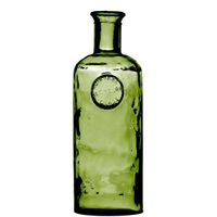 Natural Living Bloemenvaas Olive Bottle - Smaragd groen transparant - glas - D13 x H35 cm - Fles vazen   -