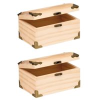 4x stuks houten kistjes ronde deksel 15 x 9,5 cm hobby/knutselmateriaal