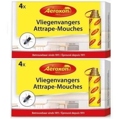 8x Aeroxon vliegenvangers met plakstrip 22 cm - Vliegenstrips milieuvriendelijk - Anti-insect