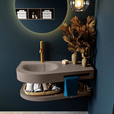 MONDIAZ RIVA 100cm Wastafel met planchet kleur Smoke. Wastafel DULCET links 1 kraangaten kleur Smoke. MONDIAZ RIVA 100cm Wastafel met planchet kleur Smoke. Wastafel DULCET links 1 kraangaten kleur Smoke.