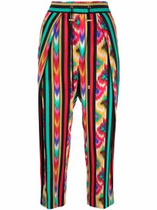 Balmain pantalon en soie à imprimé abstrait - Rouge