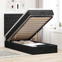 Ottoman bed met matrassen en LED's 90x200cm fluweel zwart