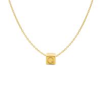Minimalistische letter ketting cube - 14K GOUD - Goud - Q