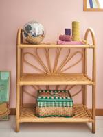 Rotan boekenkast, 3 niveaus Bloem hout Rotan boekenkast, 3 niveaus Bloem hout