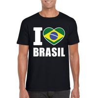 Zwart I love Brazilie fan shirt heren