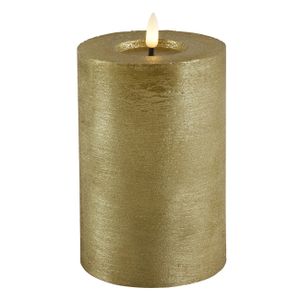 LED kaars/stompkaars - goud - D10 x H15 cm - timer - warm wit