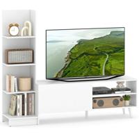 Woonwand TV-meubel voor TV tot 50 inch TV-kast met Boekenplank & Verstelbare Plank Wit 140 x 31 x 115,5 cm
