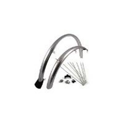 Sunnywhe El kunststof spatbordset 28 inch 45 mm zilver incl. stangen