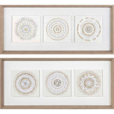 Schilderij DKD Home Decor 61 x 3,8 x 26 cm 63,5 x 4 x 28,6 cm Cirkels Scandinavisch (2 Stuks)