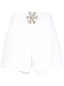 Andrew Gn short en tweed à boucle ornée de cristal - Blanc