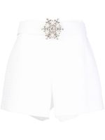 Andrew Gn short en tweed à boucle ornée de cristal - Blanc