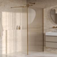 BRAUER Oblivion Flow inloopdouche helder ribbelglas 120x200 met zijwand 30 incl. glascoating Geborsteld Goud PVD