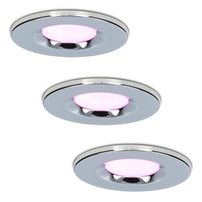 Set van 3 Venezia Smart inbouwspots - IP65 waterdicht - 6 Watt 450 lumen - Wifi + Bluetooth - RGBWW - Google Home, Amazon Alexa en Siri - Chroom - Badkamer, binnen en buiten