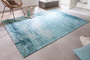 Vintage tapijt MODERN ART 240x160cm turkoois beige gewassen used look - 41264
