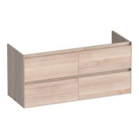 Brauer Inspire - Onderkast - 120 cm - met 4 Softclose Lades Greeploos en 2 Sifon Uitsparingen - Lamellen Eiken Wit