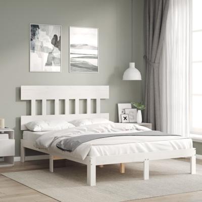 Bedframe zonder matras massief grenenhout wit 140x200 cm
