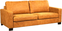 Cognac leren moderne 3-zitsbank Energy - poot hout bruin - Kenia Leer Cognac (cognac leer)