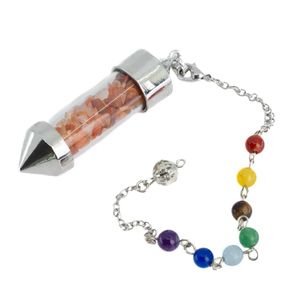 Pendel Edelsteen Rode Agaat Capsule met 7 Chakra Kralenketting