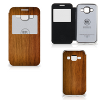 Samsung Galaxy Core Prime Book Style Case Donker Hout - thumbnail