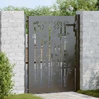 Tuinpoort, Tuinpoort 105x75 cm Cortenstaal Bamboe Ontwerp Zwart