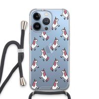 Eenhoorns overal: iPhone 13 Pro Transparant Hoesje met koord