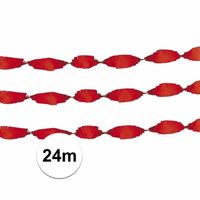 Crepe papier slinger rood 24 meter - Feestslingers