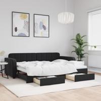 Slaapbank met onderschuifbed en lades 80x200 cm fluweel zwart