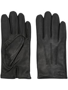 BOSS gants en cuir à logo - Noir