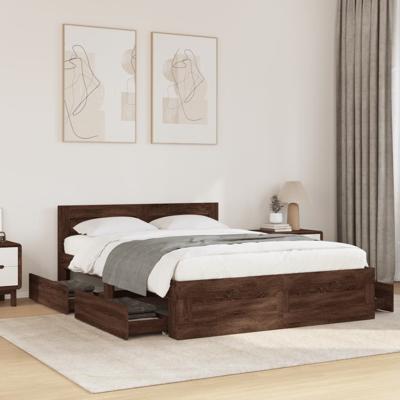 Bedframe met hoofdeinde bewerkt hout bruineikenkleur 140x200 cm