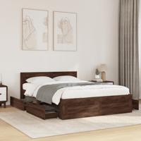 Bedframe met hoofdeinde bewerkt hout bruineikenkleur 140x200 cm
