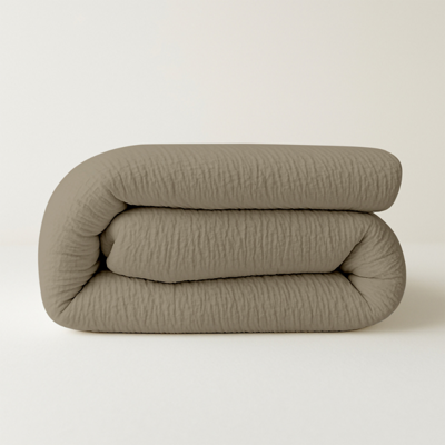 Easy Dekbed & Dekbedovertrek In 1 Mousseline Effen 240x200 Cm Taupe Warmteklasse 2 Winter & Anti Allergie & Anti Huisstofmijt Zydante -