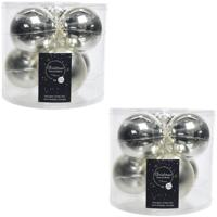 Decoris Christmas Silver Glass - 12x kerstballen - zilver - glans en mat - 8 cm