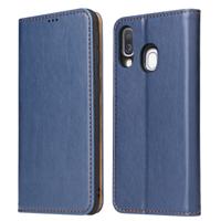 Dermis textuur PU + TPU horizontale Flip lederen draagtas met houder & kaartsleuven & portemonnee voor Galaxy A40 (blauw)