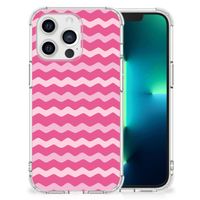 Apple iPhone 13 Pro Doorzichtige Silicone Hoesje Waves Pink - thumbnail