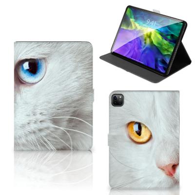 iPad Pro 11 2020/2021/2022 Flip Case Witte Kat iPad Pro 11 2020/2021/2022 Flip Case Witte Kat