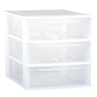 Ladenkast/bureau organizer wit stapelbaar A4 met 3x lades L36 x B26 x H28 cm - thumbnail