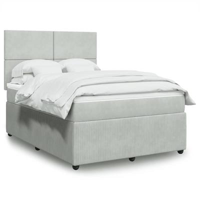 Boxspring met matras fluweel lichtgrijs 140x200 cm