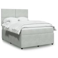 Boxspring met matras fluweel lichtgrijs 140x200 cm