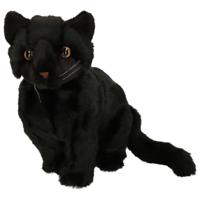 Nature Planet Pluche kat/poes knuffel - zwart - zittend - 30 cm