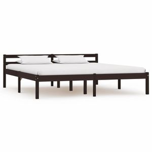 Bedframe massief grenenhout donkerbruin 160x200 cm