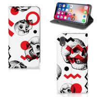 Mobiel BookCase Apple iPhone Xr Skull Red