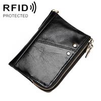 3533 Antimagnetic RFID Top-grain Leather Crazy Horse Texture Men Business Leisure Wallet (Black)