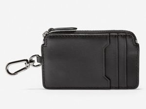 Cole Haan Smooth Leather Zip Card Case/Key Ring Black