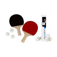 Tafeltennis setje - 2x bats en 9x ballen - hout/kunststof - 23 x 15 cm - pingpong