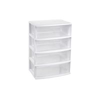 Ladekast/organizer met 4 lades wit/transparant 40 x 56 x 80 cm   -