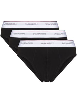 DSQUARED2 lot de trois slips à bande logo - Noir