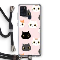 Katten: Samsung Galaxy A21s Transparant Hoesje met koord