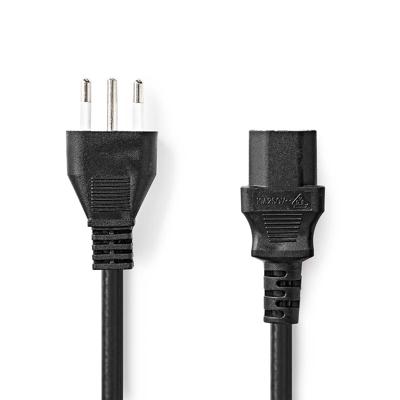 Nedis Stroomkabel | Italië Male | IEC-320-C13 | Recht | Recht | Vernikkeld | 2.00 m | Rond | PVC | Zwart | Label - CEGL11300BK20